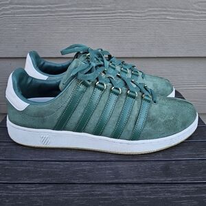 KSwiss Court Pro 2 Shoes Suede Green White Athletic Casual Lace-Up EUC Mens 13